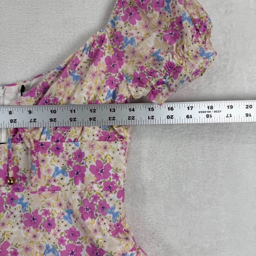 Thats So‎ Fetch Meadow Dress Pink Floral Butterfly Tiered Ruffle Mini US 4 - Picture 4 of 10